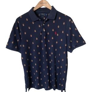 Polo Ralph Lauren Allover Crest Print Polo in Navy M